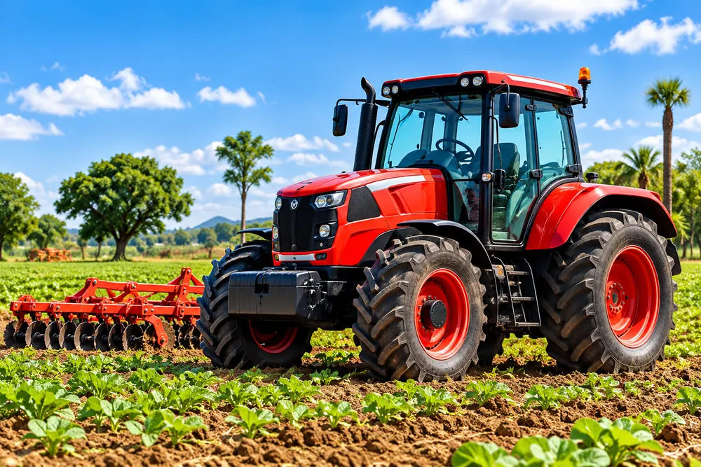 Tracteur dans un champ cultivé : moderniser l’agriculture sénégalaise